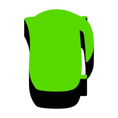 Elektrikli su ısıtıcısı işareti. Vektör. W üzerinde siyah tarafı ile 3D simge yeşil