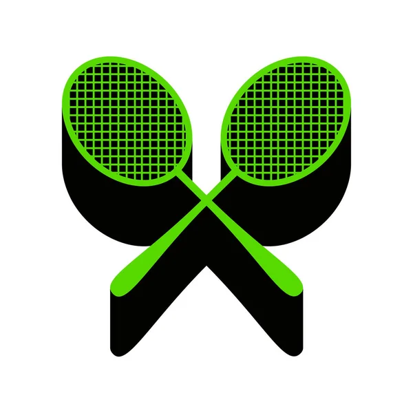 Два знака теннисной ракетки. Вектор. 3-D значок с черной стороной на — стоковый вектор