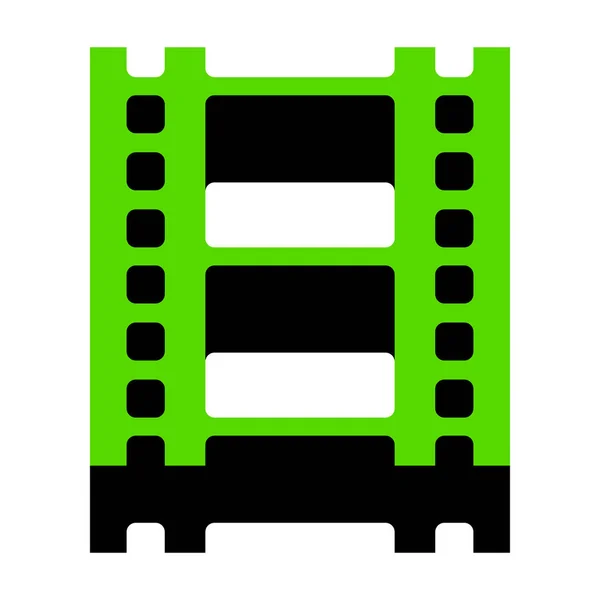 Carrete de señal de película. Vector. Icono verde 3d con lado negro en whit — Vector de stock