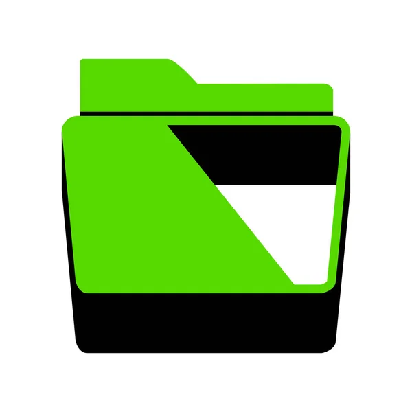 Obrázek složky znamení. Vektor. Zelená 3d ikonu s černou stranou — Stockový vektor