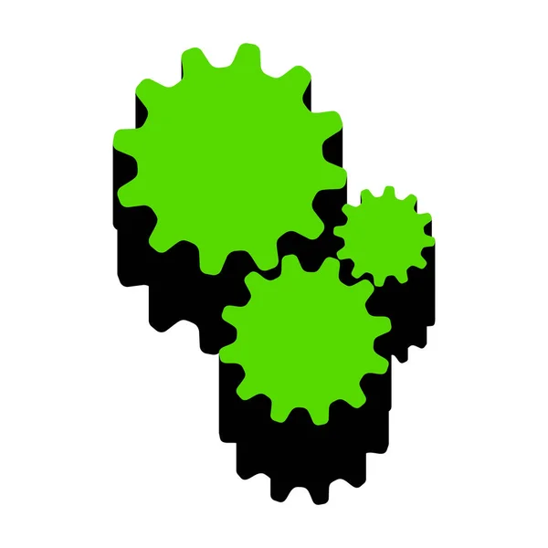 Einstellungen Zeichen Illustration. Vektor. grünes 3D-Symbol mit schwarzem Sid — Stockvektor