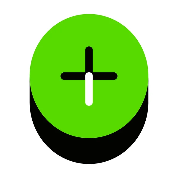 Simbolo positivo più segno. Vettore. Icona 3d verde con lato nero — Vettoriale Stock