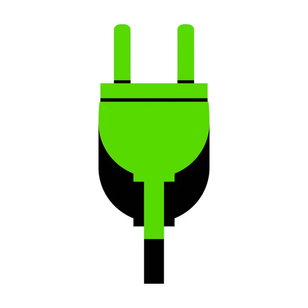 Socket teken illustratie. Vector. Groen 3d pictogram met zwart kant — Stockvector