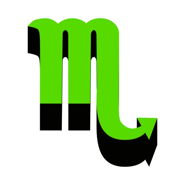 Skorpion znak ilustracja. Wektor. Zielona ikona 3d z czarną stroną — Wektor stockowy