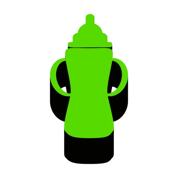 Signe de biberon. Vecteur. Icône 3d verte avec côté noir sur blanc — Image vectorielle