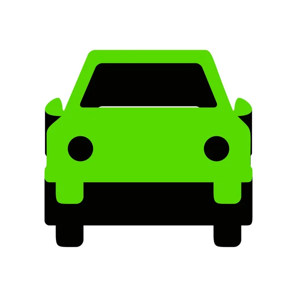 Ilustração do sinal do carro. Vector. Ícone 3D verde com o lado negro ligado — Vetor de Stock