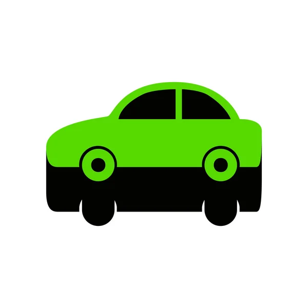 Bil tecken illustration. Vektor. Grönt 3d ikonen med svart sida på — Stock vektor