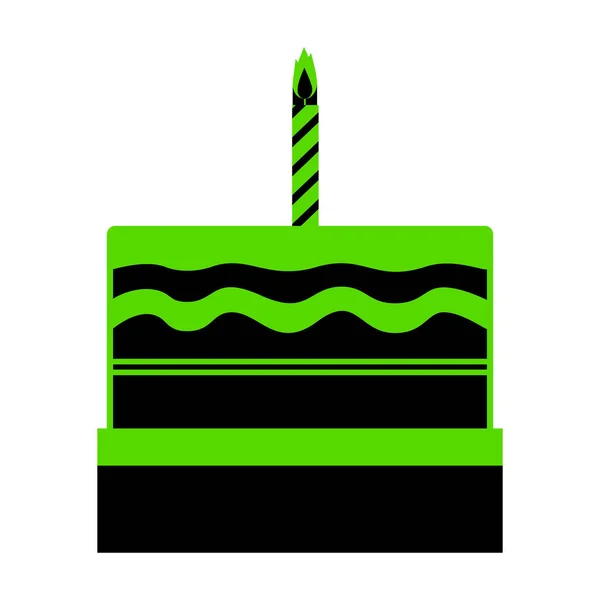 Sinal de bolo de aniversário. Vector. Ícone 3D verde com lado preto no whi — Vetor de Stock