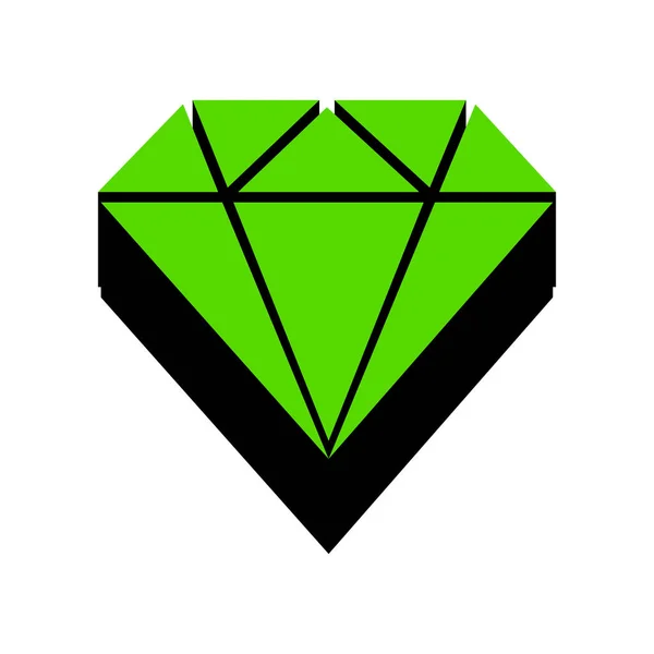 Diament ilustracja znak. Wektor. Zielona ikona 3d z czarną stroną — Wektor stockowy