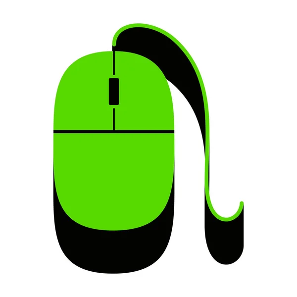 Myszy znak ilustracja. Wektor. Zielona ikona 3d z czarną stroną o — Wektor stockowy