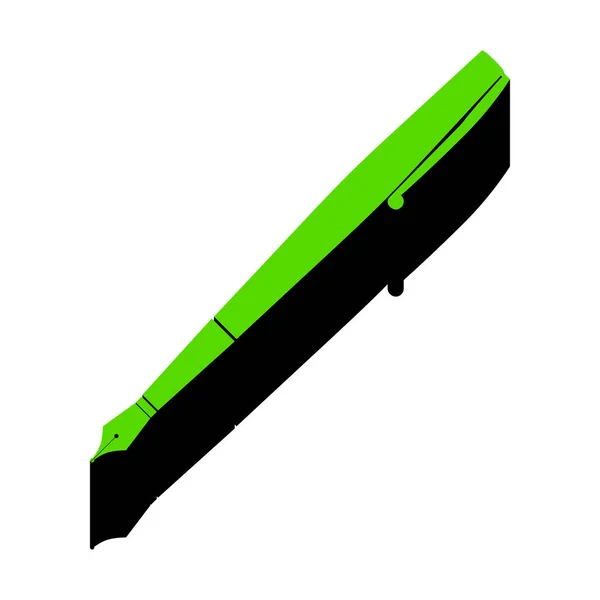 Pen znamení ilustrace. Vektor. Zelená 3d ikonu s černou stranou na — Stockový vektor
