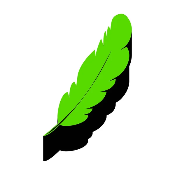 Federzeichen-Illustration. Vektor. grünes 3D-Symbol mit schwarzer Seite — Stockvektor