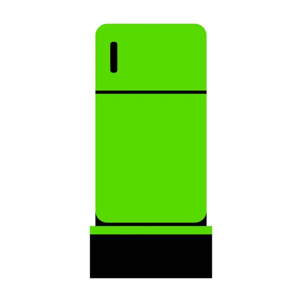 Illustration de panneau de réfrigérateur. Vecteur. Icône 3d verte avec noir — Image vectorielle