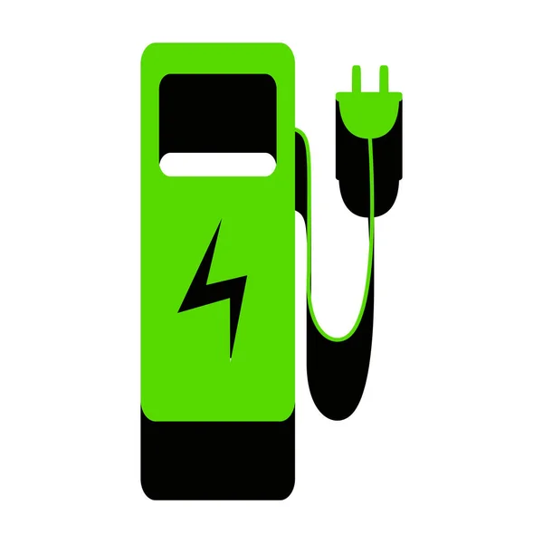 Электромобиль зарядного знака станции. Вектор. Зеленый значок 3d с b — стоковый вектор