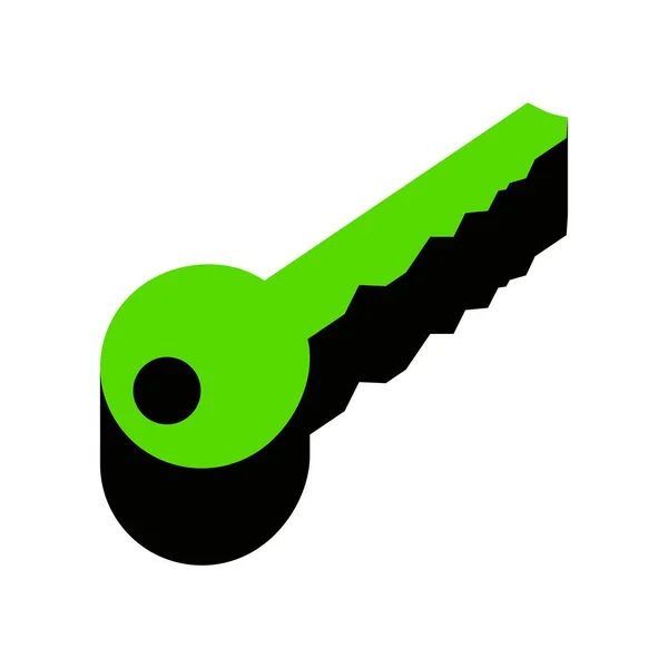 Ilustração do signo chave. Vector. Ícone 3D verde com o lado negro ligado —  Vetores de Stock