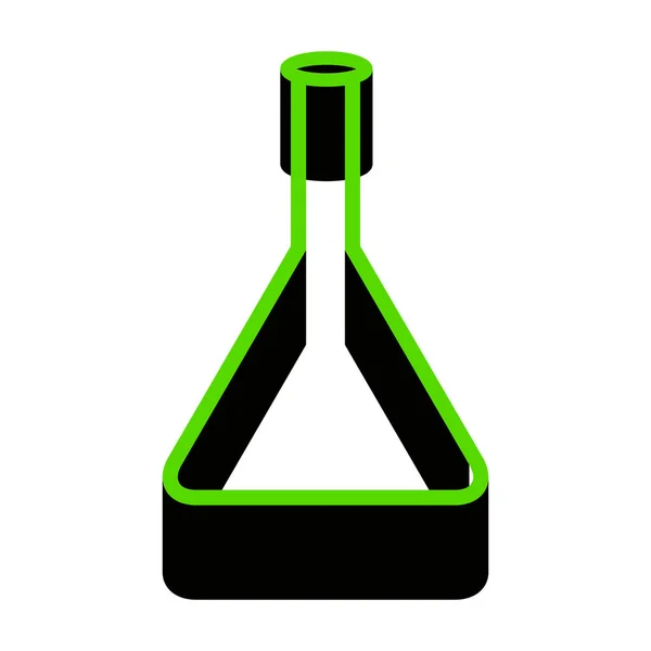 Conical Flask sign. Laboratory glass sign. Vector. Green 3d icon — Stock Vector