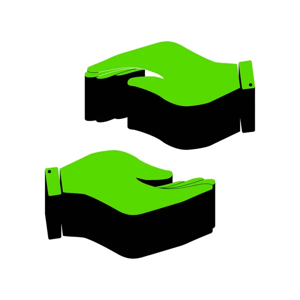 Signo de mano ilustración. Vector. Icono verde 3d con lado negro en — Vector de stock