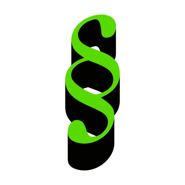 Lid teken illustratie. Vector. Groen 3d pictogram met zwarte si — Stockvector