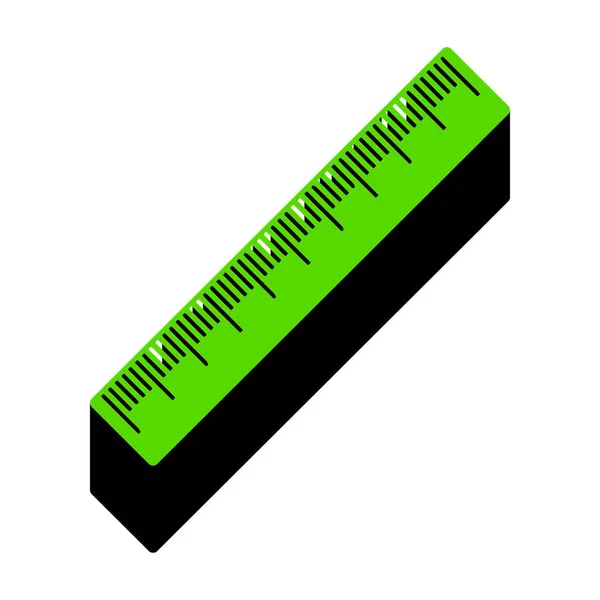 Centimeter liniaal teken. Vector. Groen 3d pictogram met zwarte kant op — Stockvector