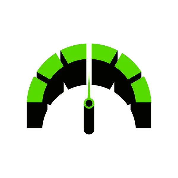 Illustrazione segno tachimetro. Vettore. Icona 3d verde con nero — Vettoriale Stock
