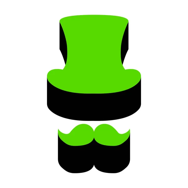 Diseño de accesorios Hipster. Vector. Icono verde 3d con sid negro — Vector de stock