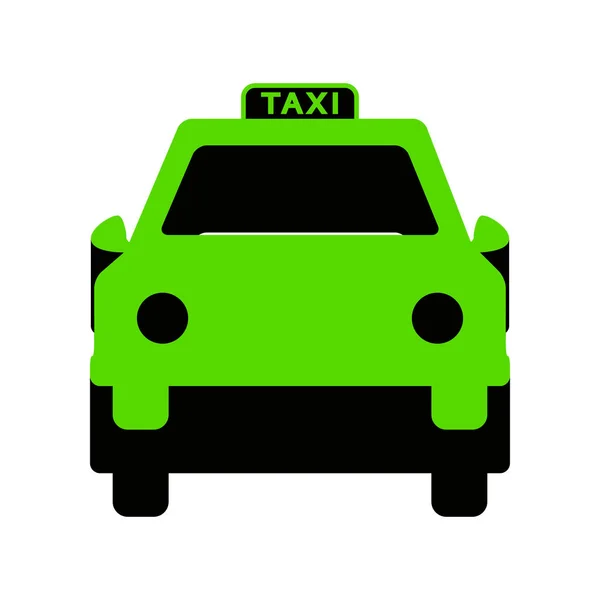 Taxi tecken illustration. Vektor. Grönt 3d ikonen med svart sida på — Stock vektor