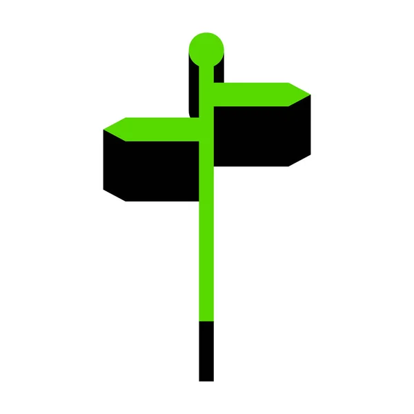 Напрямок дорожнього знаку. Вектор. Зелена 3d піктограма з чорною стороною на wh — стоковий вектор