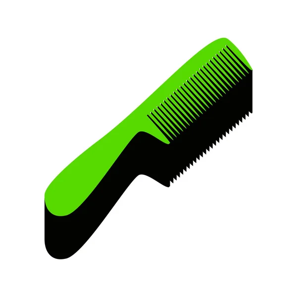 Pentear sinal simples. Vector. Ícone 3D verde com o lado preto no branco — Vetor de Stock