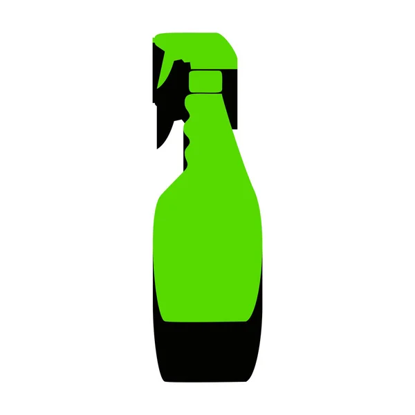 Plastic bottle for cleaning. Vector. Green 3d icon with black si — Stock Vector