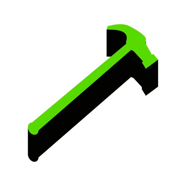 Vi um ícone simples. Vector. Ícone 3D verde com o lado preto no branco — Vetor de Stock