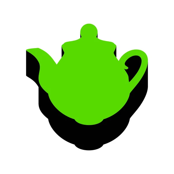 Tea maker Kitchen sign. Vector. Green 3d icon with black side on — Stock Vector