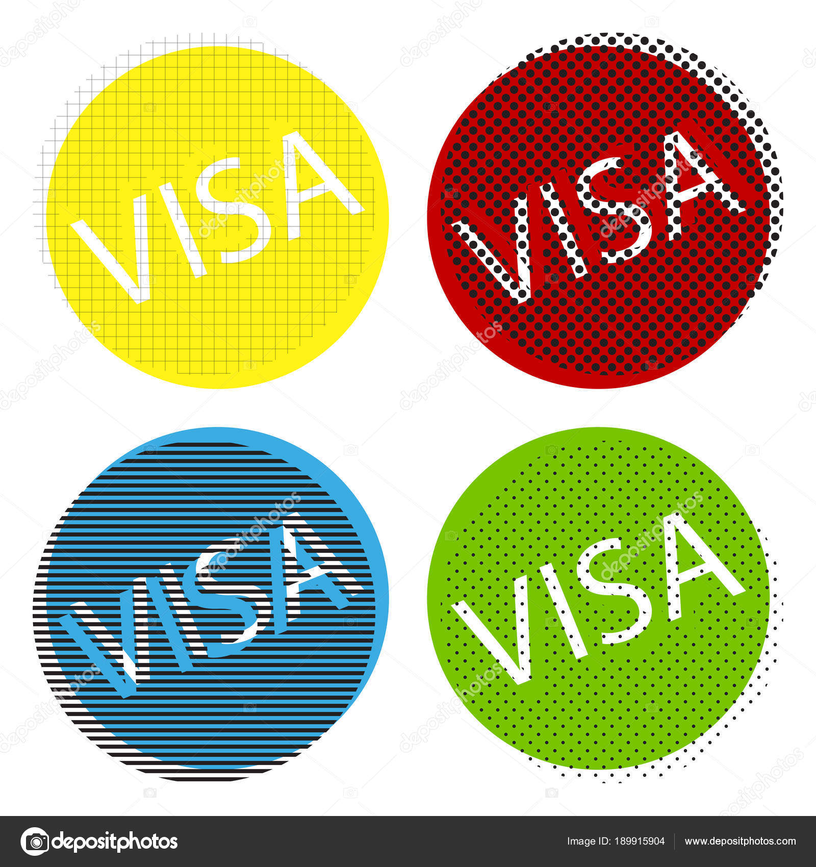 Visa card sign illustration. Vector. Yellow, red, blue ...