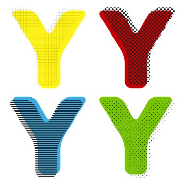 Y harfi işareti şablon öğesi tasarım. Vektör. Sarı, kırmızı, mavi