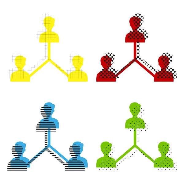 Signo de marketing de mídia social. Vector. Amarelo, vermelho, azul, verde ic —  Vetores de Stock