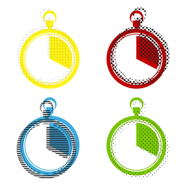 De 20 seconden, minuten stopwatch teken. Vector. Geel, rood, blu — Stockvector