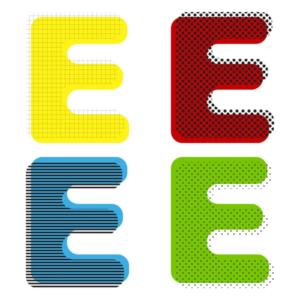 Элемент шаблона подписи буквы E. Вектор. Желтый, красный, синий — стоковый вектор