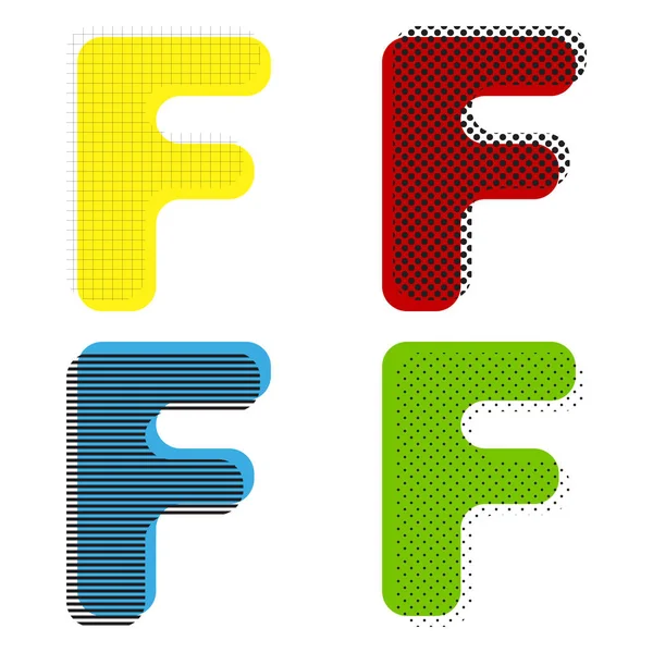 Letter F sign design template element. Vector. Yellow, red, blue — Stock Vector