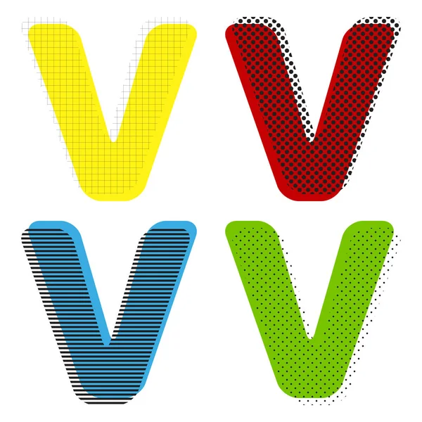 Element szablonu Projekt znak litery V. Wektor. Żółty, czerwony, niebieski — Wektor stockowy