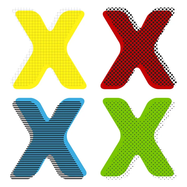 Carta X elemento modelo de design de sinal. Vector. Amarelo, vermelho, azul — Vetor de Stock