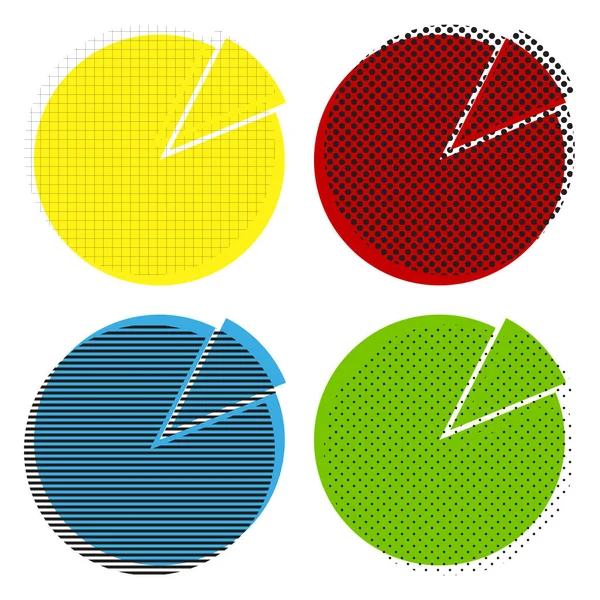 財務グラフ記号。ベクトル。黄色、赤、青、緑のアイコンで — ストックベクタ