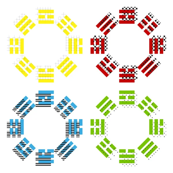 Baguette-Zeichen. Vektor. gelbe, rote, blaue, grüne Symbole mit ihren — Stockvektor