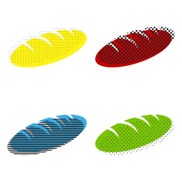 Brotzeichen. Vektor. gelbe, rote, blaue, grüne Symbole mit ihren — Stockvektor