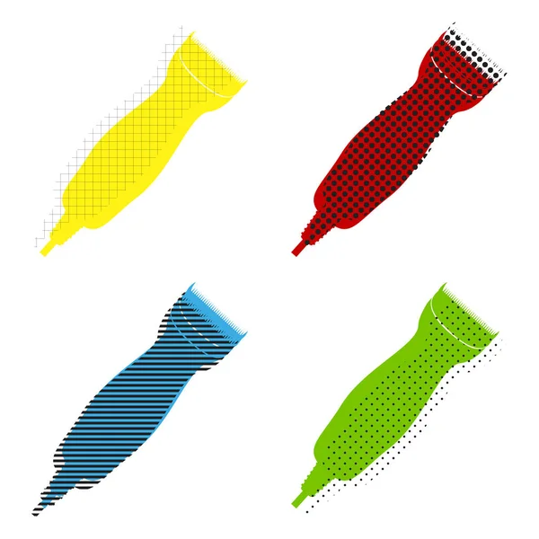 Clipper Zeichen Illustration. Vektor. gelbes, rotes, blaues, grünes Symbol — Stockvektor