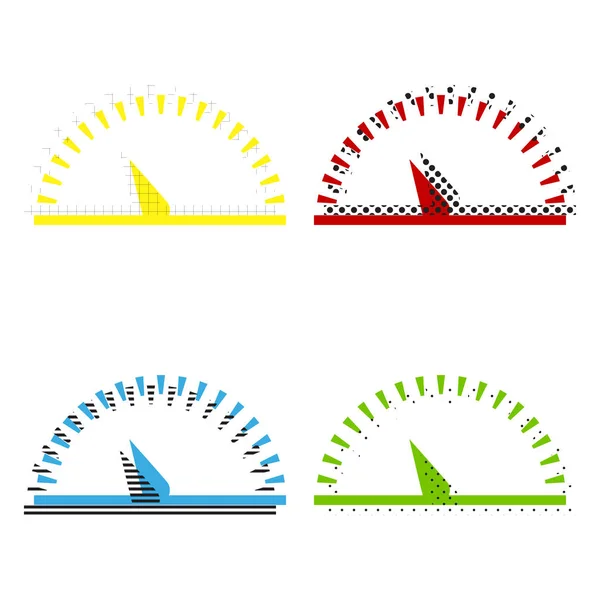 Ilustração do sinal do velocímetro. Vector. Amarelo, vermelho, azul, verde — Vetor de Stock