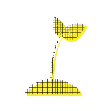 İşareti illüstrasyon Filiz. Vektör. Kare bilmece ile sarı simgesi