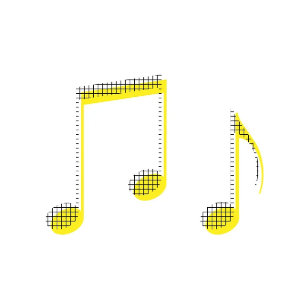 Музыкальный знак. Вектор. Желтая иконка с квадратным рисунком — стоковый вектор