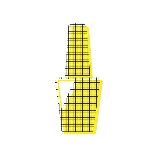 Signo de esmalte de uñas. Vector. Icono amarillo con patrón cuadrado dúplex — Vector de stock