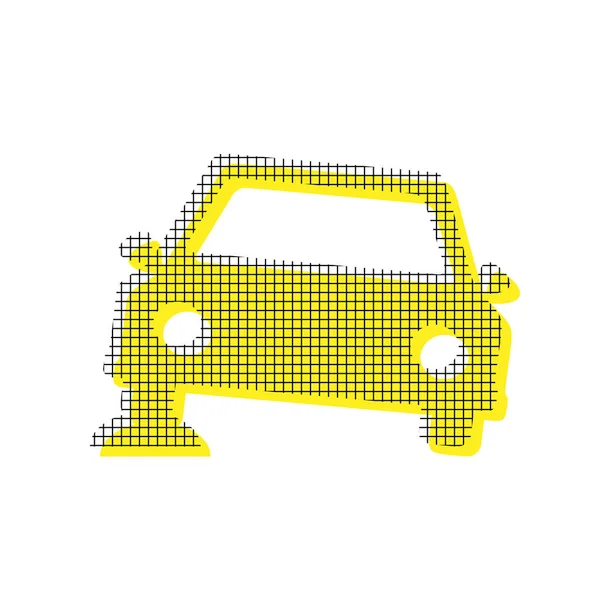 Segnale parcheggio auto. Vettore. Icona gialla con motivo quadrato duplic — Vettoriale Stock