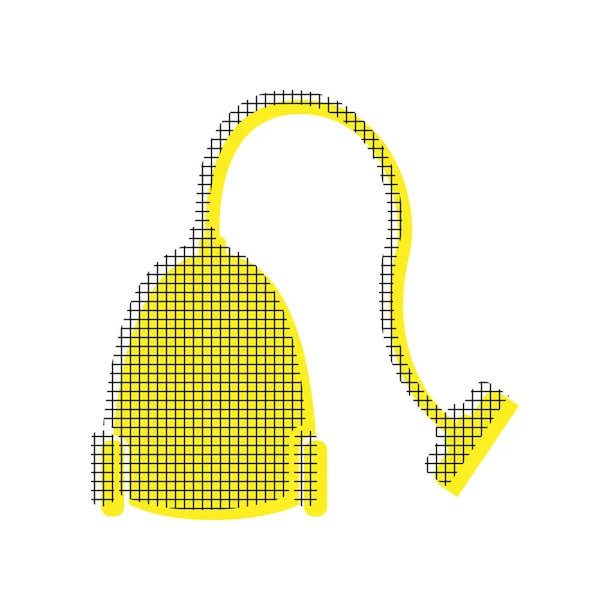 Vysavač znamení. Vektor. Žlutá ikona s čtvercový vzorek dup — Stockový vektor