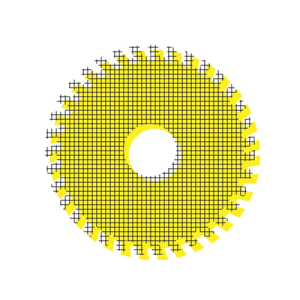 Signo de sierra. Vector. Icono amarillo con patrón cuadrado duplicado en w — Vector de stock